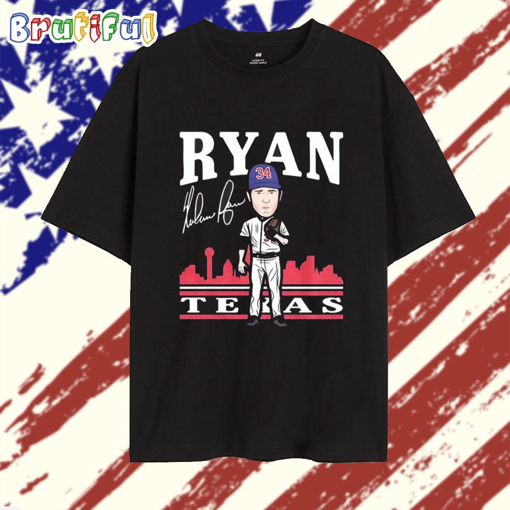Nolan Ryan skyline Texas Rangers Signature T Shirt