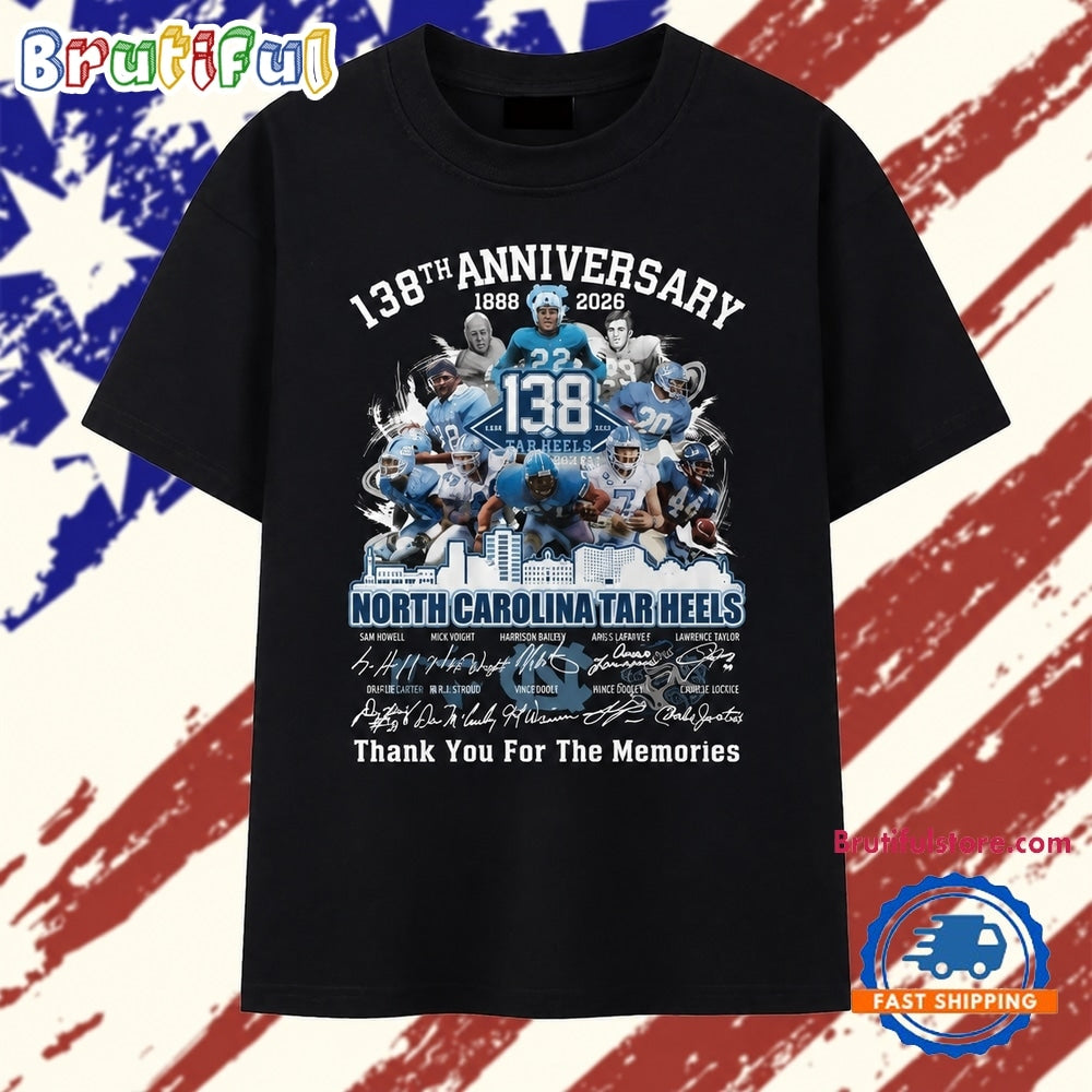 North Carolina Tar Heels 138th Anniversary 1888 2026 Signatures T Shirt