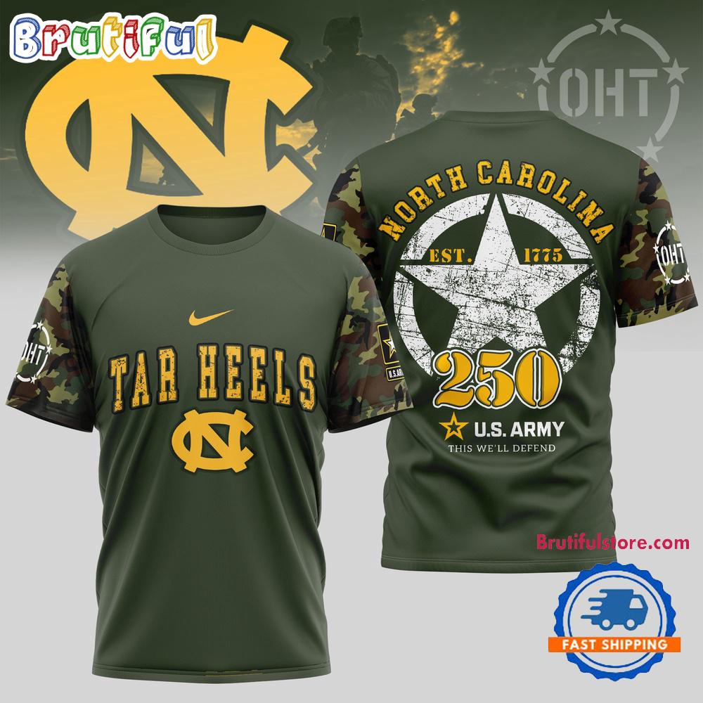 North Carolina Tar Heels 250 Years US Army Limited 3D Shirt
