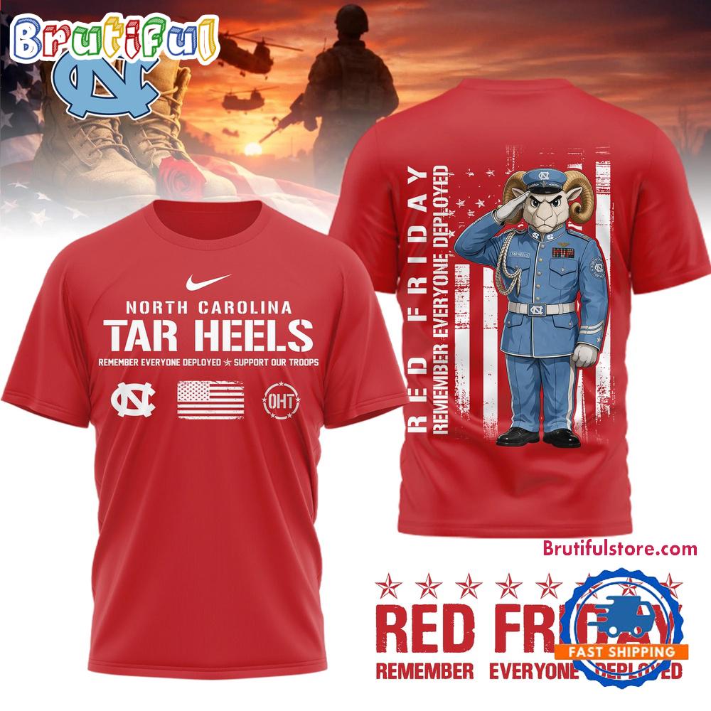 North Carolina Tar Heels NCAA Red Friday Remember Everyone Deployed Limited 3D Shirt