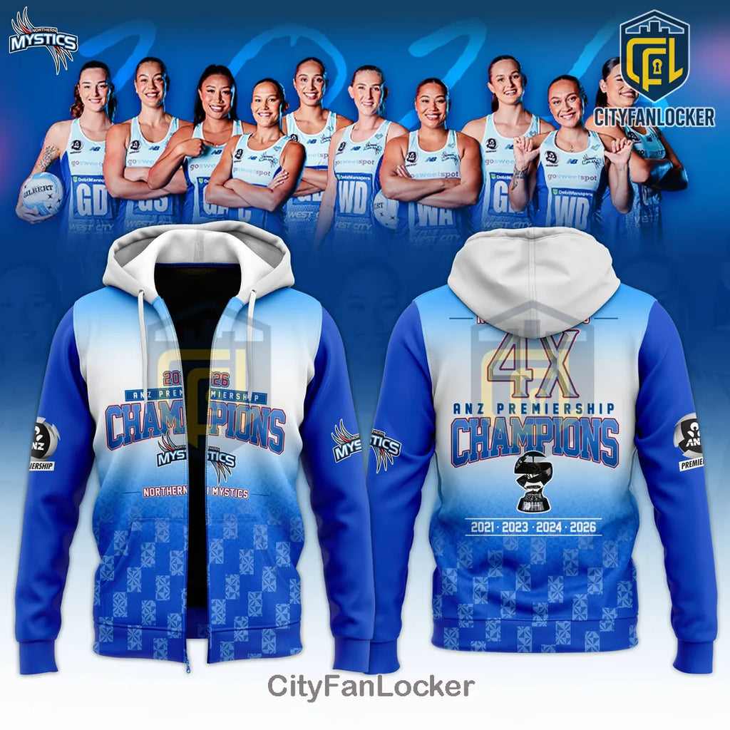 Northern Mystics 2026 ANZ Premiership Champions Blue T-Shirt