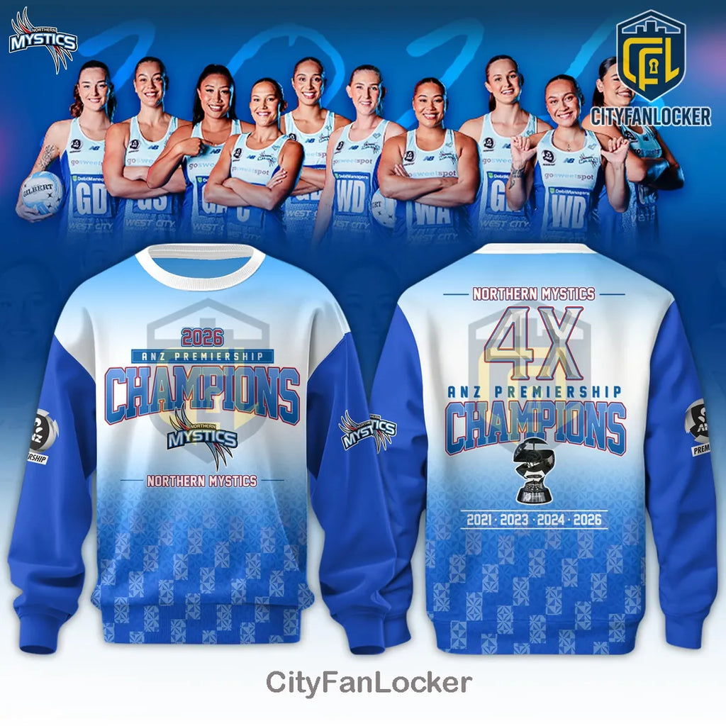 Northern Mystics 2026 ANZ Premiership Champions Blue T-Shirt