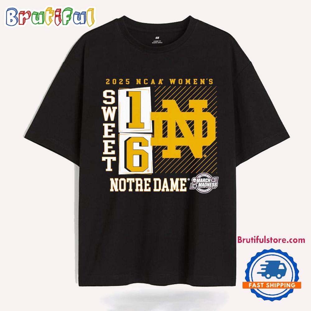 Notre Dame Fighting Irish 2025 March Madness Sweet 16 No Look Pass T Shirt