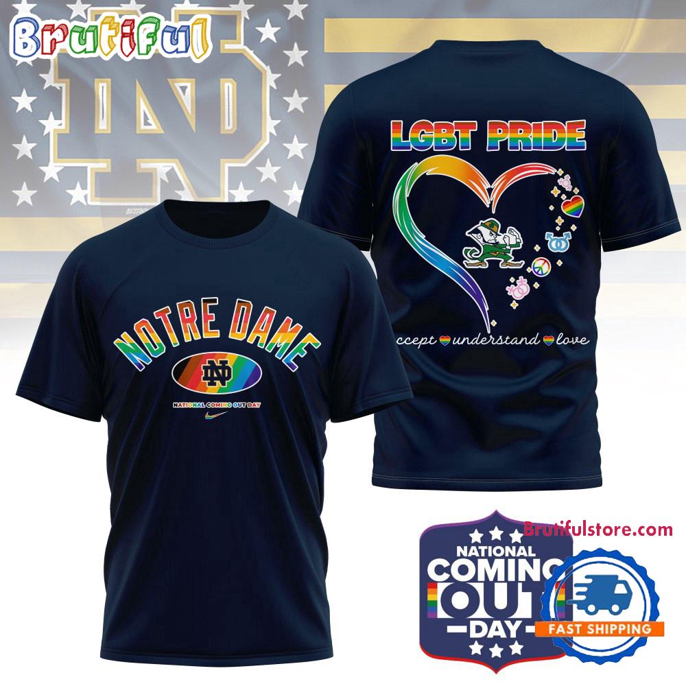 Notre Dame Fighting Irish 2025 NCAA National Coming Out Day LGBT Pride Unisex 3D Shirt