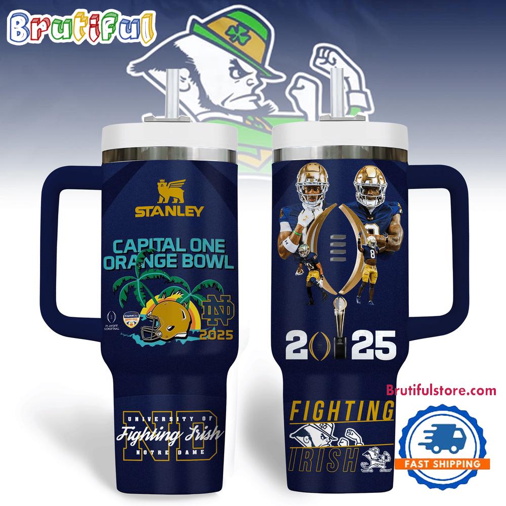 Notre Dame Fighting Irish 2025 Orange Bowl Champions Stanley Tumbler Handle
