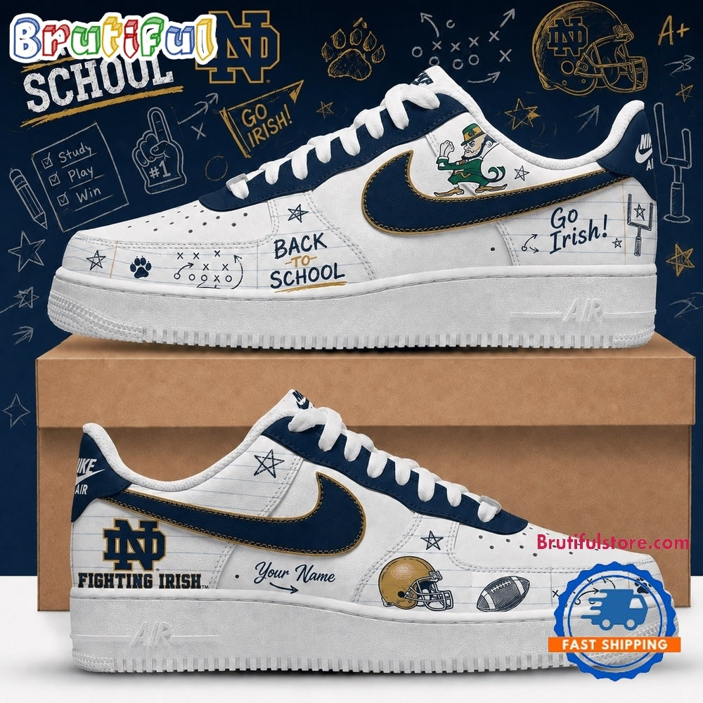 Notre Dame Fighting Irish 2026 NCAA Football Back To School Air Force 1 Shoes Sneakers