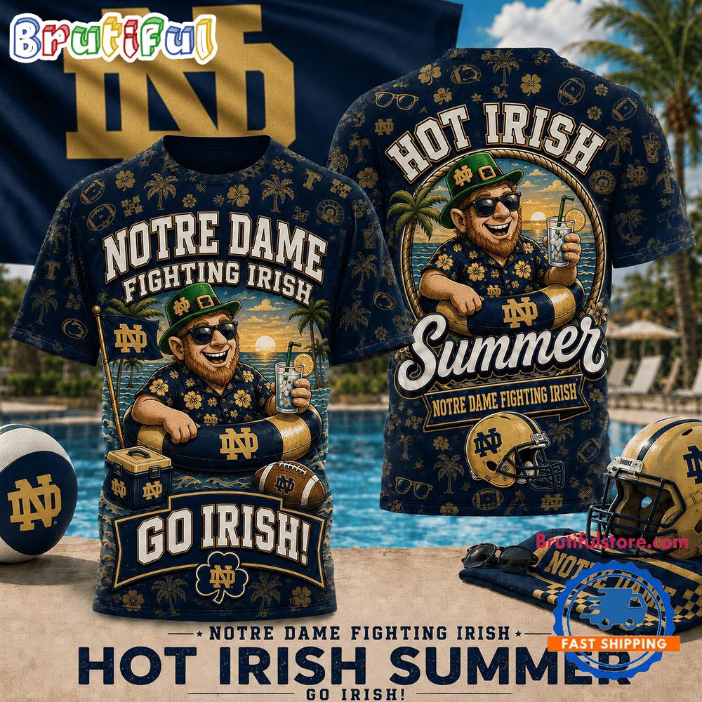 Notre Dame Fighting Irish 2026 NCAA Hot Summer Mascot Design 3D T Shirt