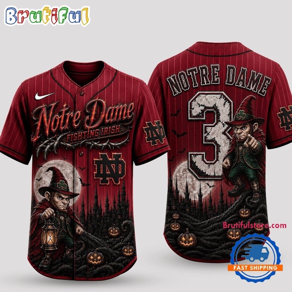 Notre Dame Fighting Irish 2026 NCAA Spooky Mascot Halloween Personalized Baseball Jersey Shirt