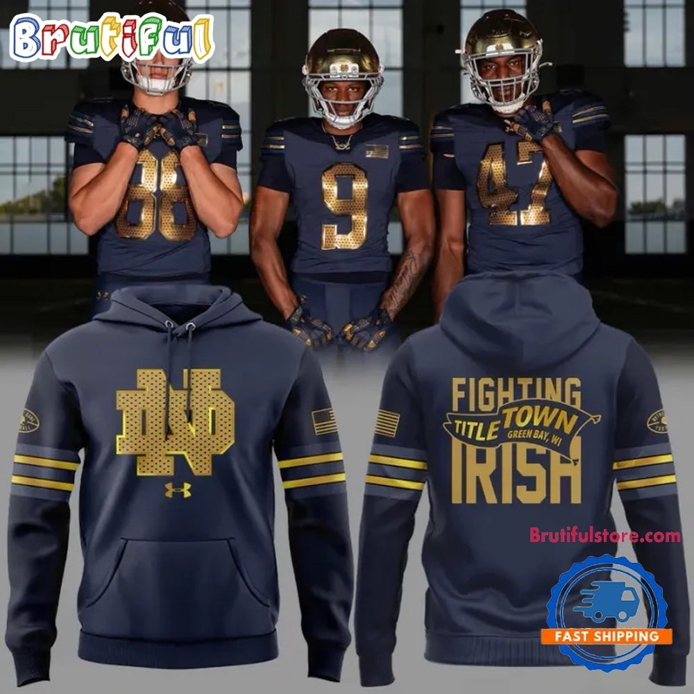 Notre Dame Fighting Irish 2026 Shamrock Series Metallic Hoodie T-Shirt