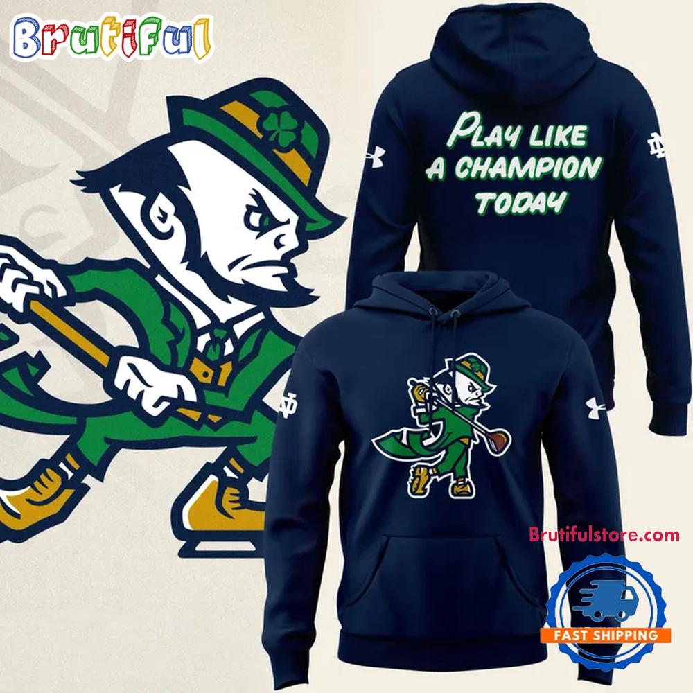 Notre Dame Fighting Irish Golf Navy Performance Hoodie T-Shirt