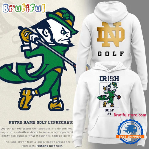 Notre Dame Fighting Irish Golf White Performance Hoodie T-Shirt