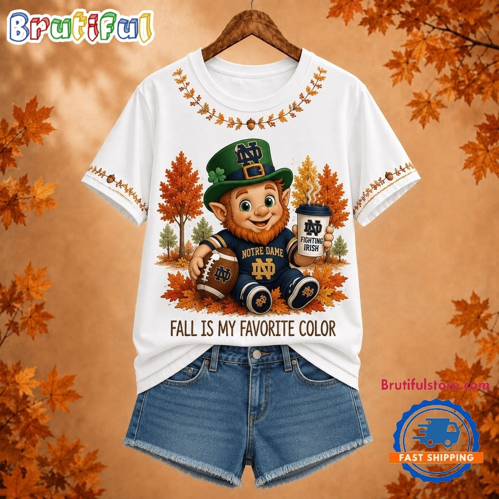 Notre Dame Fighting Irish NCAA Fall Is My Favorite Color Football Unisex 3D Shirt