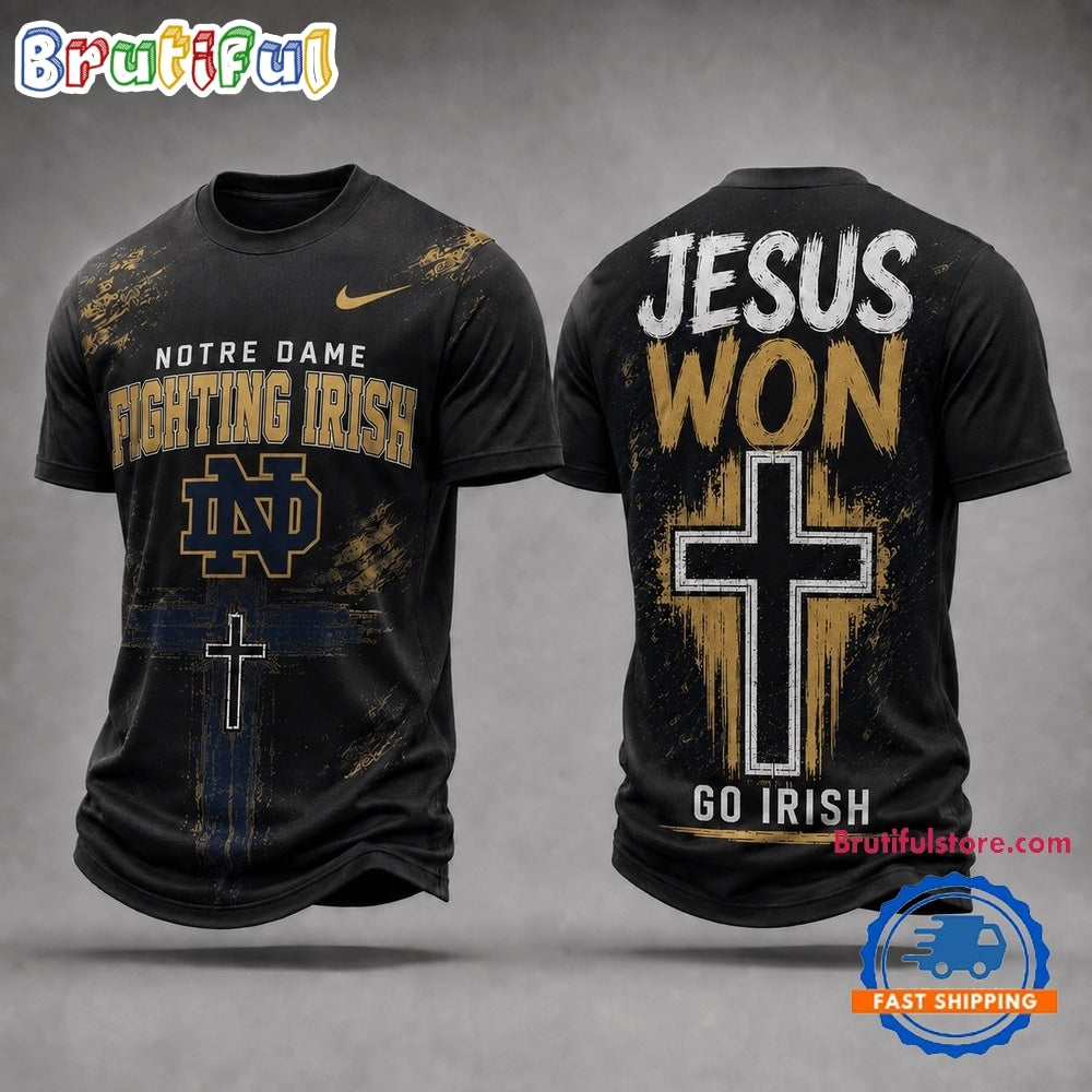 Notre Dame Fighting Irish NCAA Jesus Won New Design 3D Shirt