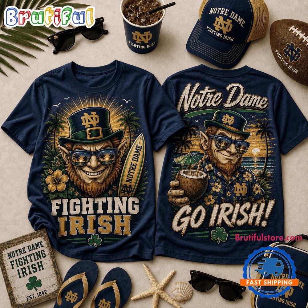 Notre Dame Fighting Irish NCAA Summer Tropical Mascot Unisex 3D Shirt