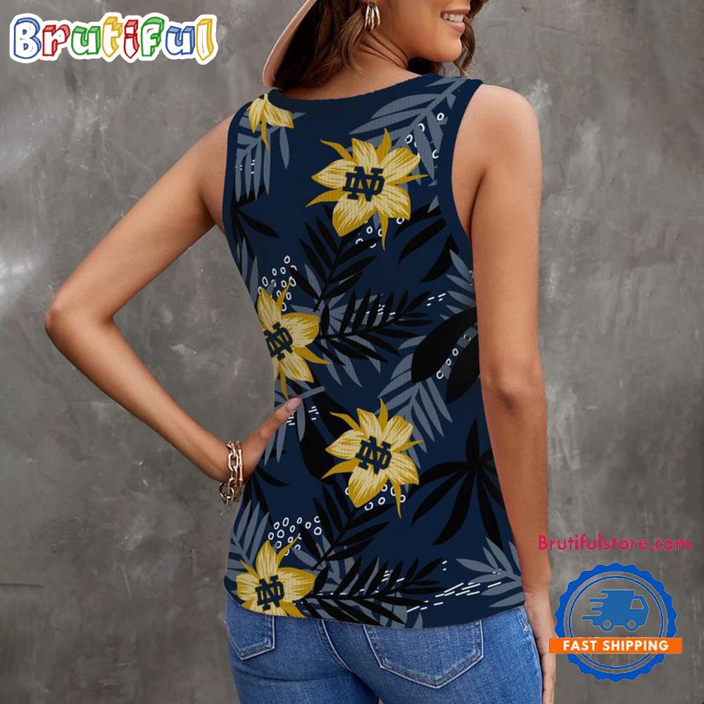 Notre Dame Hibiscus Pattern Women’s V-Neck Ribbed Tank Top