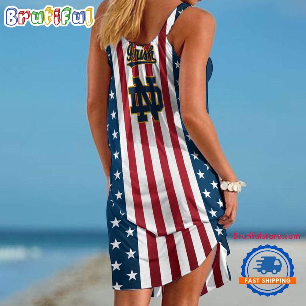 Notre Dame In My Veins USA In My Heart Independence Day Women’s Summer Beach Sling Dress