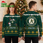 Oakland Athletics Snoopy Christmas Lights Ugly Christmas Sweater