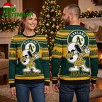 Oakland Athletics Snoopy With A’s Logo Ugly Christmas Sweater