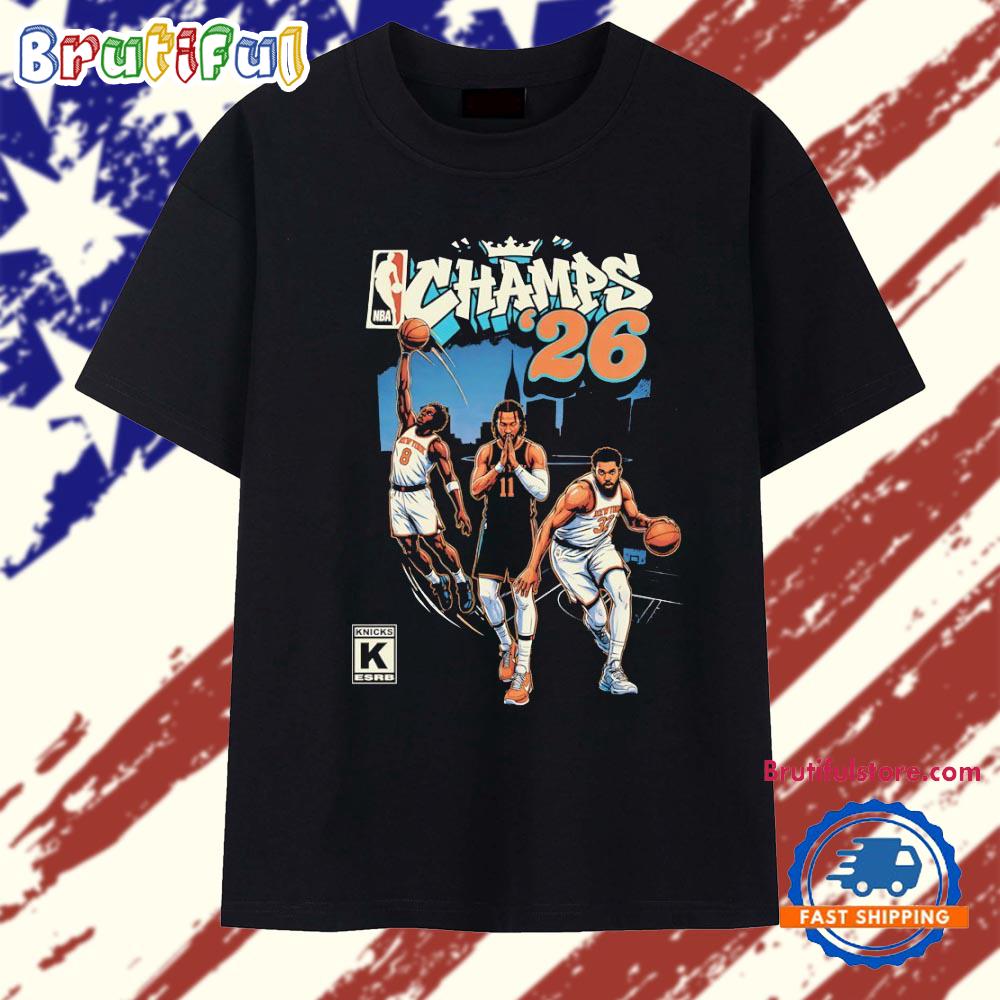 OG Anunoby Jalen Brunson Karl Anthony Towns New York Knicks NBA Champs 2026 T Shirt