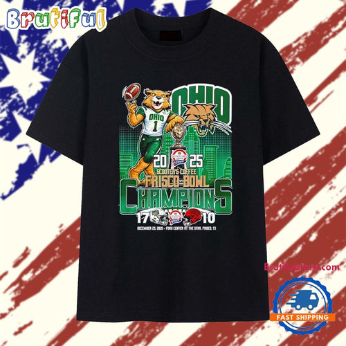 Ohio Bobcats 2025 Scooter’s Coffee Frisco Bowl Champions city skyline T Shirt