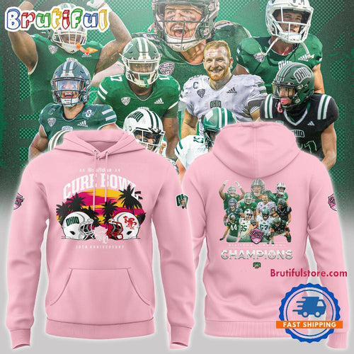 Ohio Bobcats Football Special Edition 2024 Cure Bowl Champions Pink Hoodie