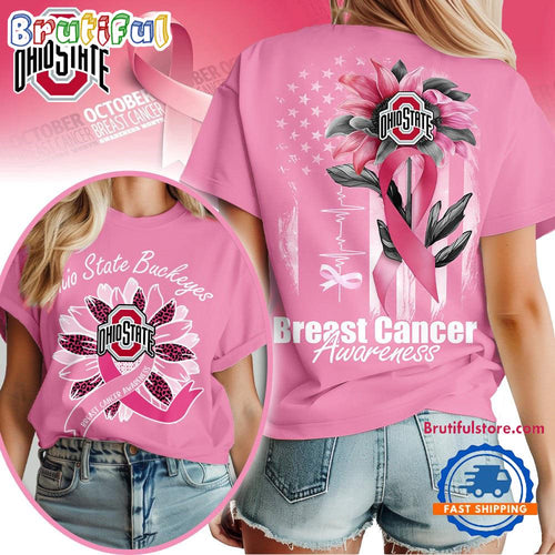 Ohio State Buckeyes 2025 NCAA Breast Cancer Sunflowers Unisex 3D Shirt