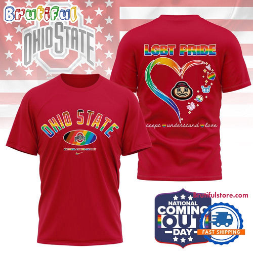 Ohio State Buckeyes 2025 NCAA National Coming Out Day LGBT Pride Unisex 3D Shirt
