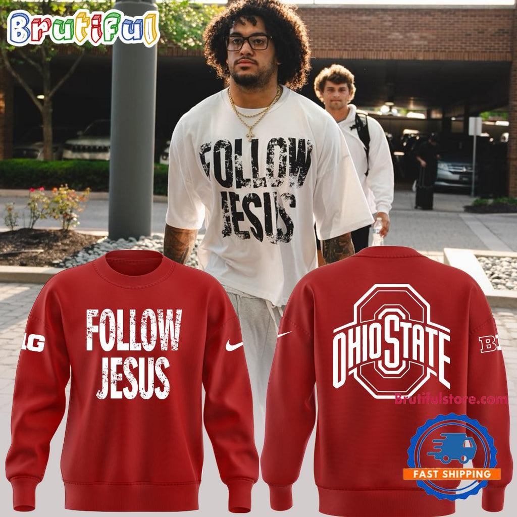 Ohio State Buckeyes FOLLOW JESUS Limited Edition Red Hoodie T-Shirt