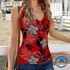 Ohio State Buckeyes Hibiscus Pattern Women’s V-Neck Ribbed Tank Top