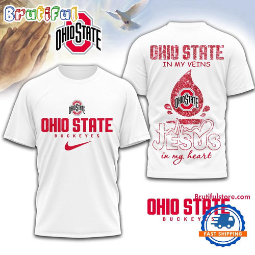 Ohio State Buckeyes Jesus In My Heart Unissex 3D Shirt