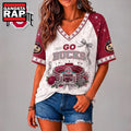 Ohio State Buckeyes NCAA Floral Stadium Bow V Neck 3D T Shirt