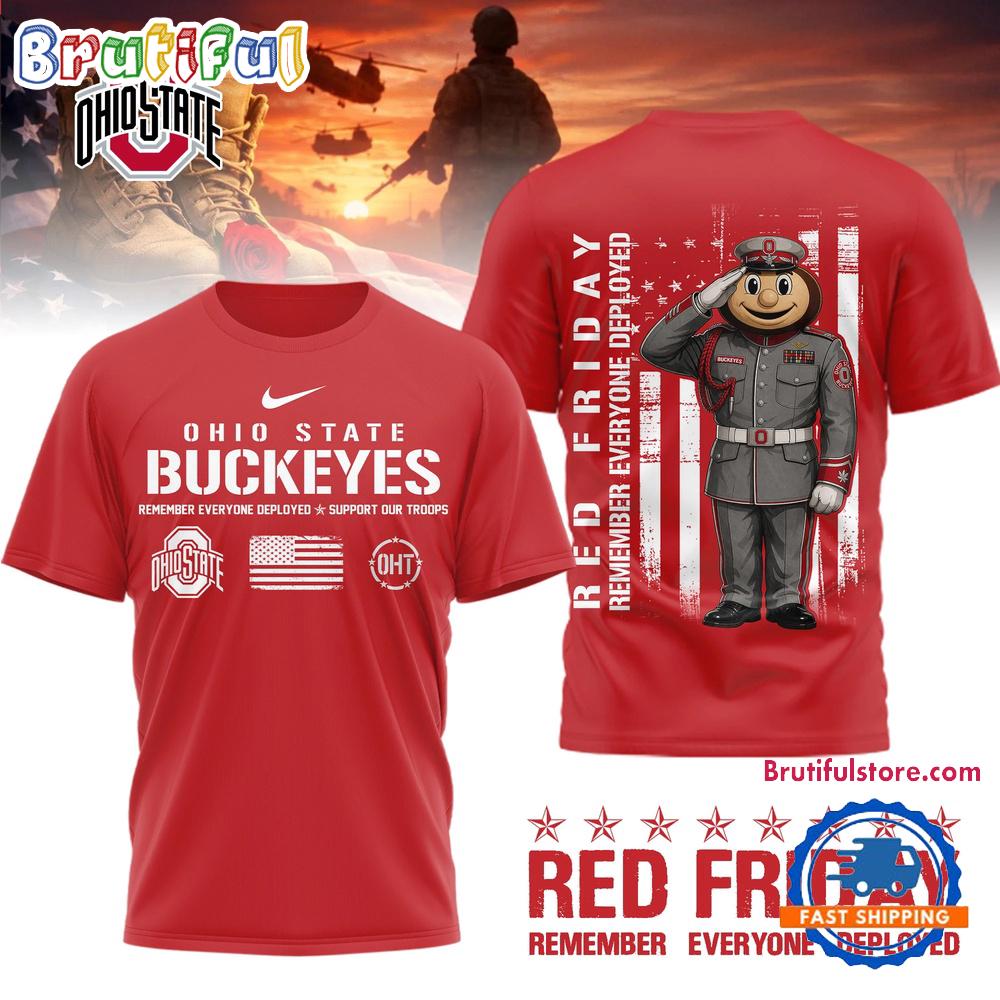 Ohio State Buckeyes NCAA Red Friday Remember Everyone Deployed Limited 3D Shirt