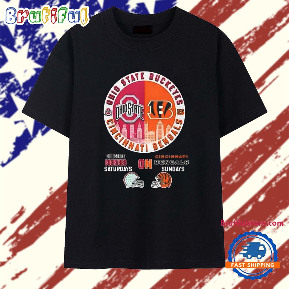 Ohio State Buckeyes On Saturdays Vs Cincinnati Bengals On Sundays Logo T Shirt