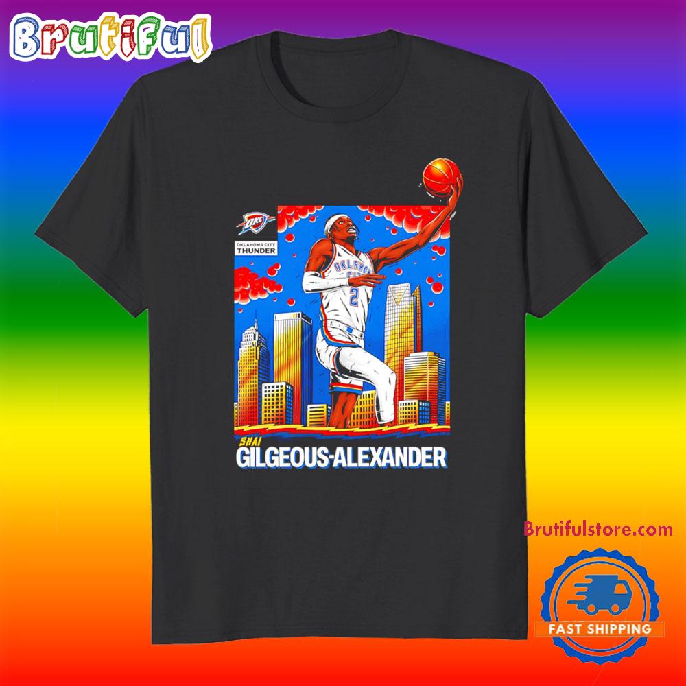 Okc Thunder Shai Gilgeous-alexander Player Skyline T Shirt