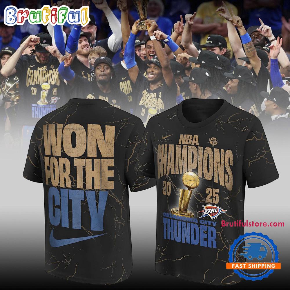 Oklahoma City Thunder 2025 NBA Champions Confetti Locker Room Shirt