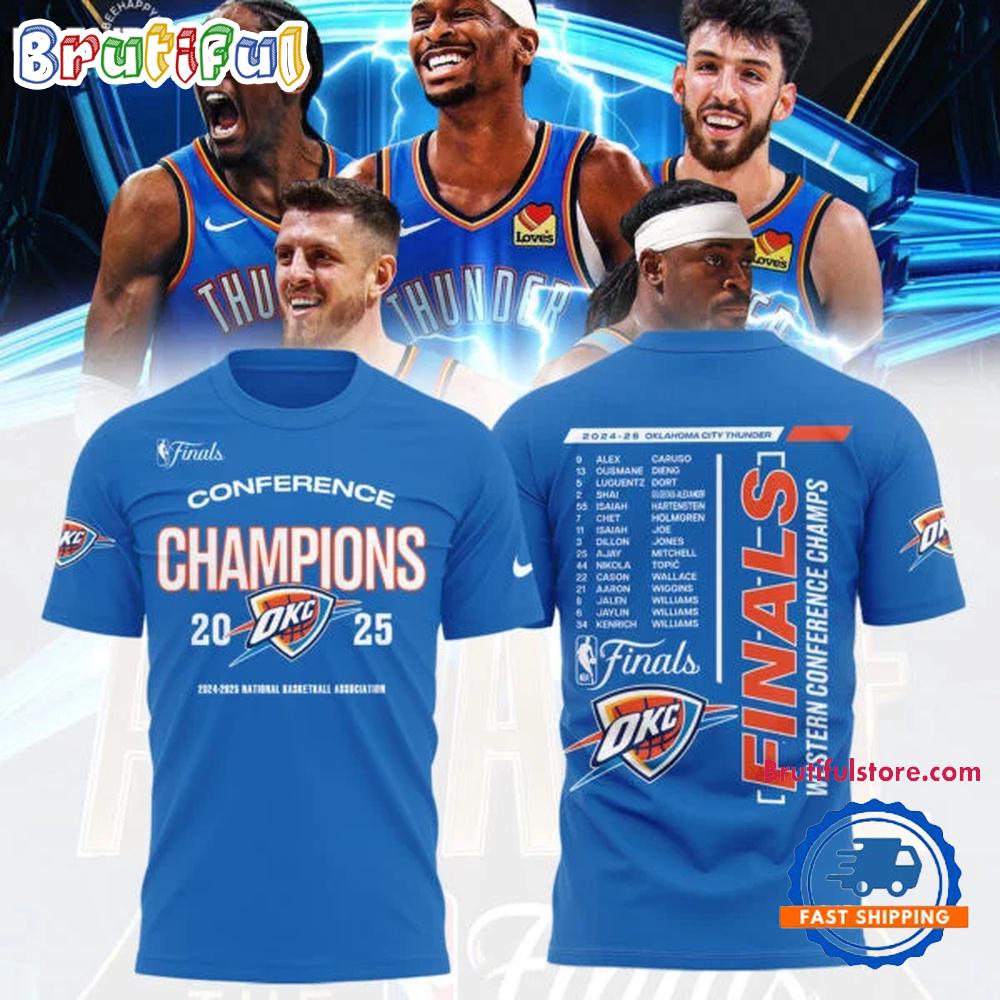 Oklahoma City Thunder 2025 Western Conference Champions Locker Room Limited 3D Shirt