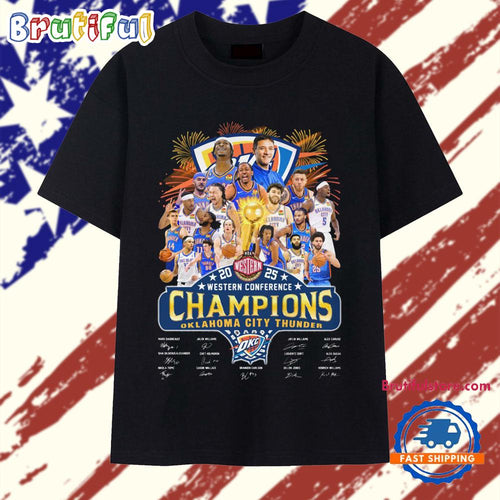 Oklahoma City Thunder 2025 Western Conference Champions Team Graphic T Shirt