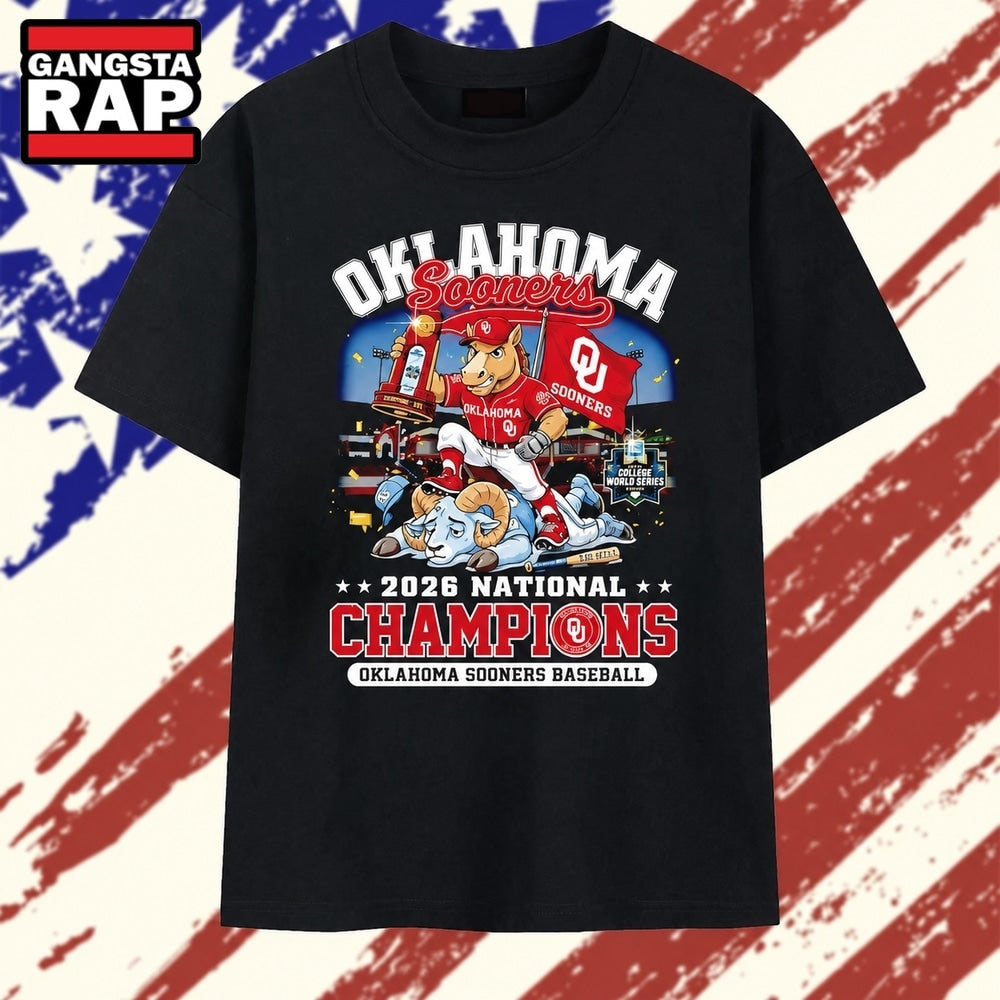 Oklahoma Sooners 2026 National Champions Men’s College World Series Baseball T Shirt