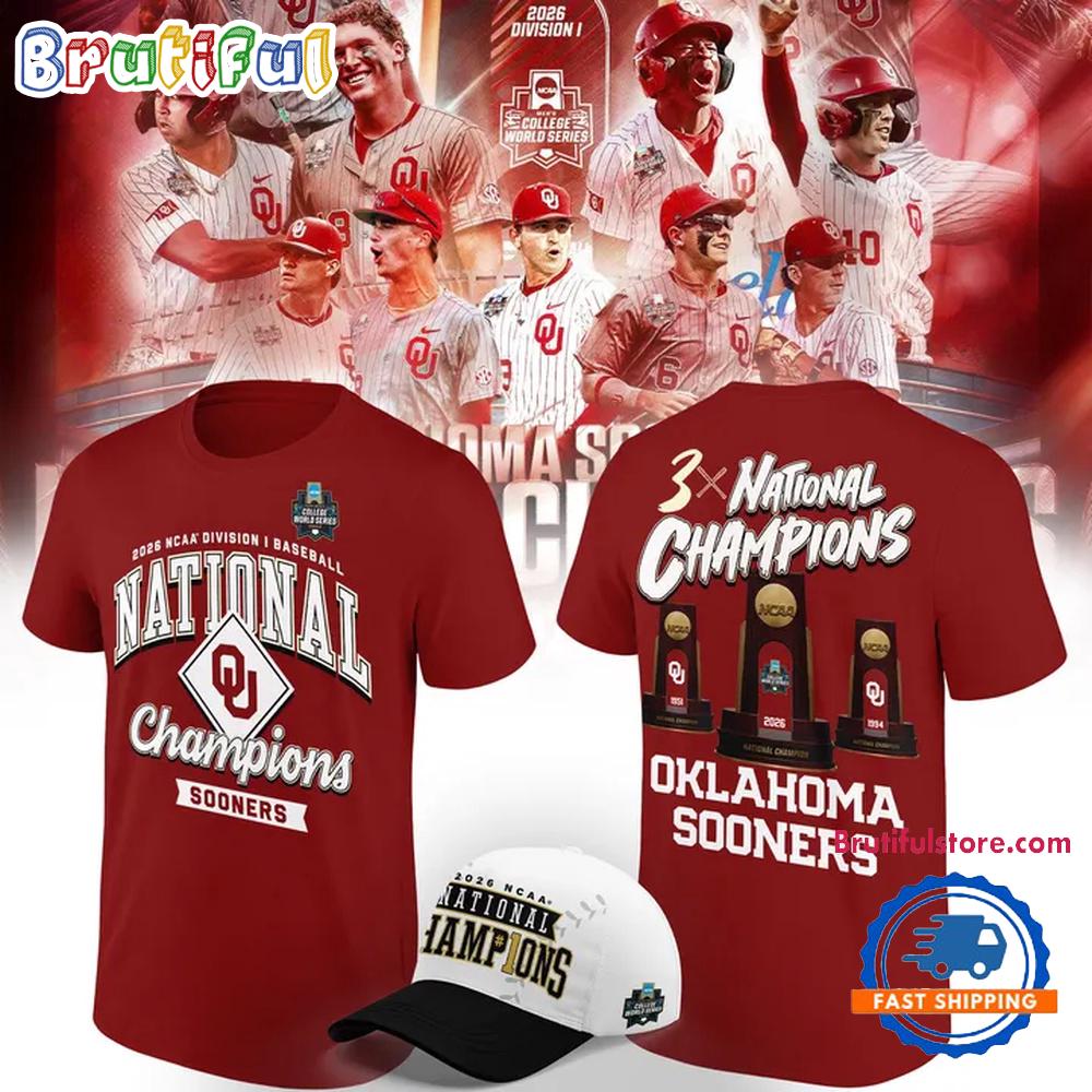 Oklahoma Sooners 2026 NCAA Baseball Men’s College World Series Champions 3D Shirt