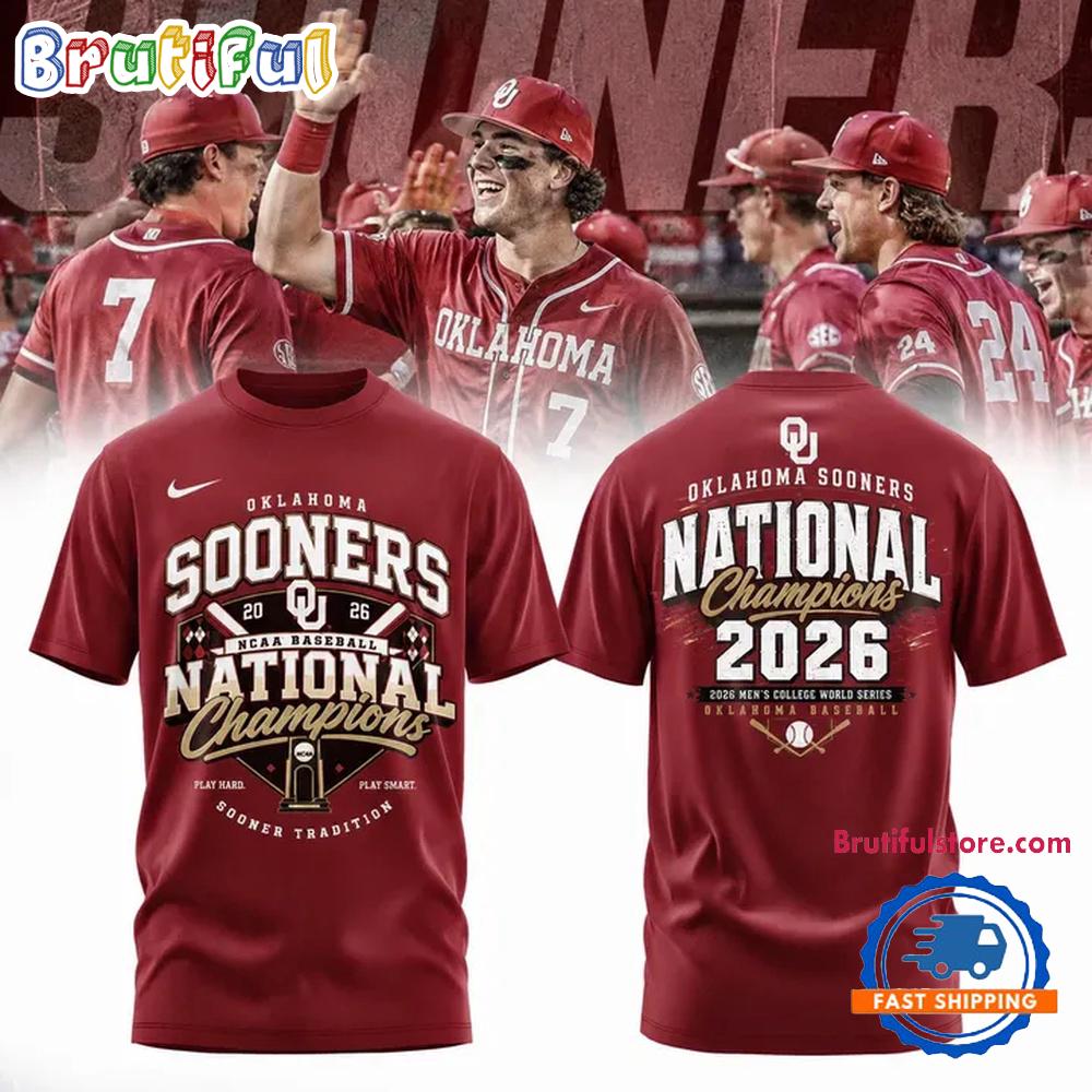 Oklahoma Sooners 2026 NCAA Baseball Men’s College World Series Champions Special New 3D Shirt