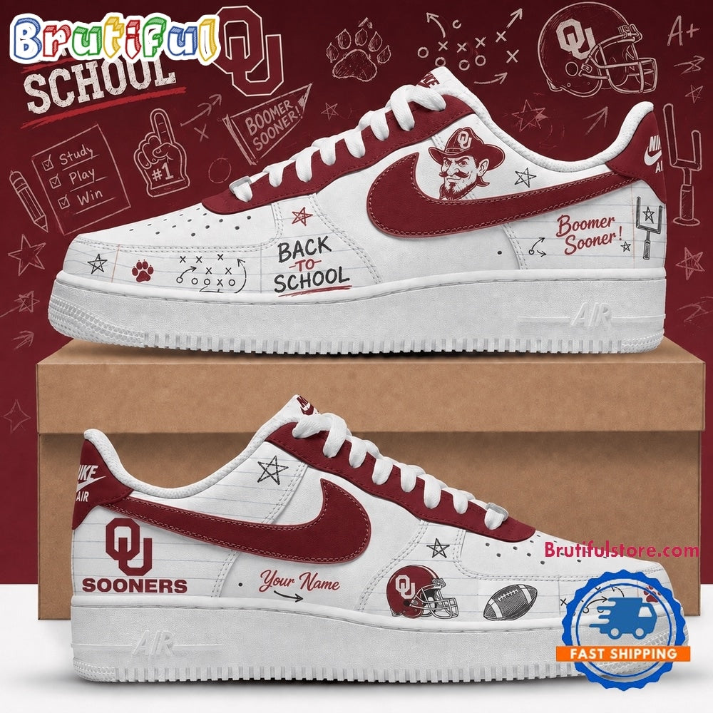 Oklahoma Sooners 2026 NCAA Football Back To School Air Force 1 Shoes Sneakers
