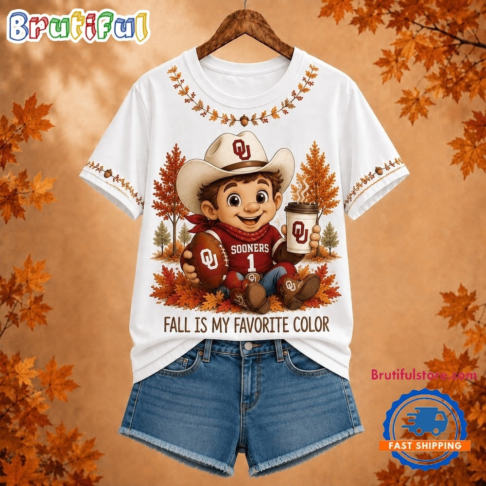 Oklahoma Sooners NCAA Fall Is My Favorite Color Football Unisex 3D Shirt