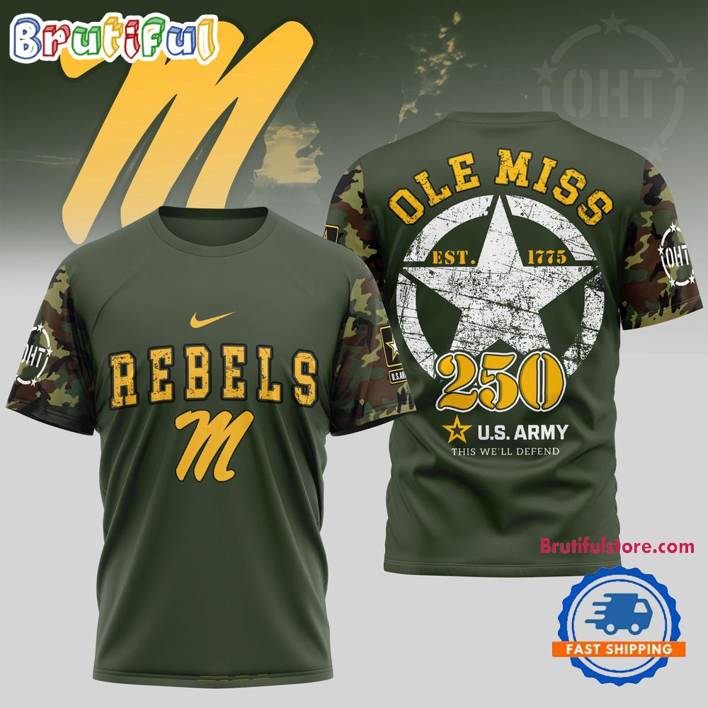 Ole Miss Rebels 250 Years US Army Limited 3D Shirt