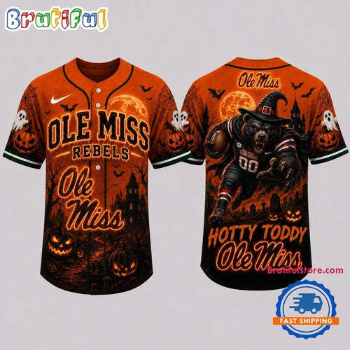 Ole Miss Rebels NCAA Haunted Night Halloween Baseball Jersey Shirt