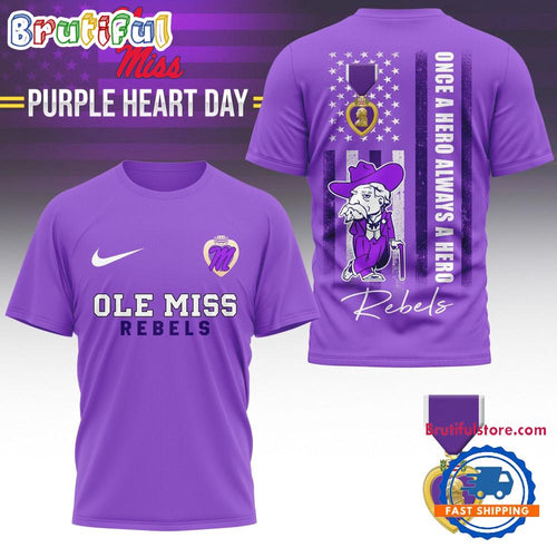 Ole Miss Rebels NCAA National Purple Heart Day Unisex 3D Shirt
