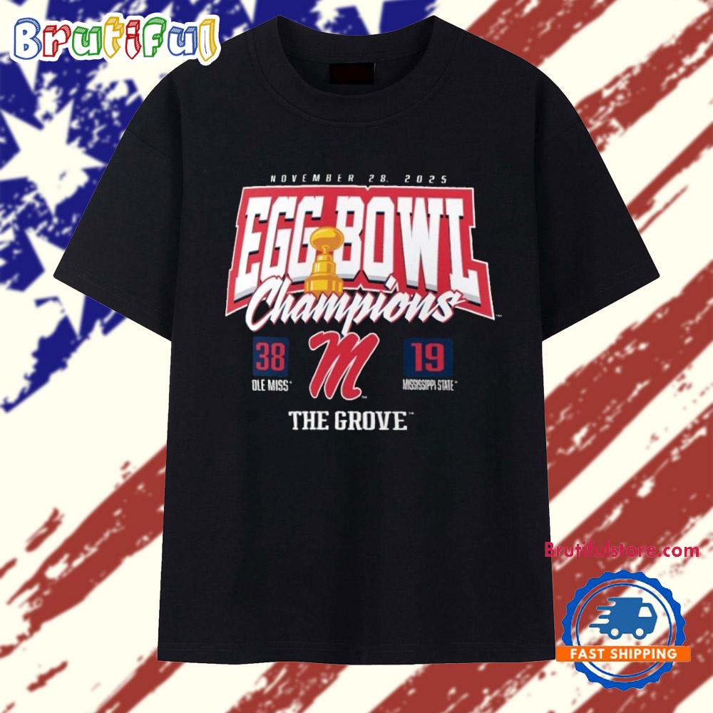 Ole Miss Rebels vs. Mississippi State Bulldogs 2025 Egg Bowl Champions Score T Shirt