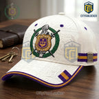 Omega Psi Phi 1911 Crest Purple and Gold White Baseball Cap