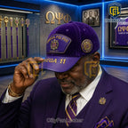 Omega Psi Phi Fraternity Purple Velvet Gold Crest Cap