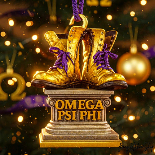 Omega Psi Phi Golden Boots Christmas Ornament