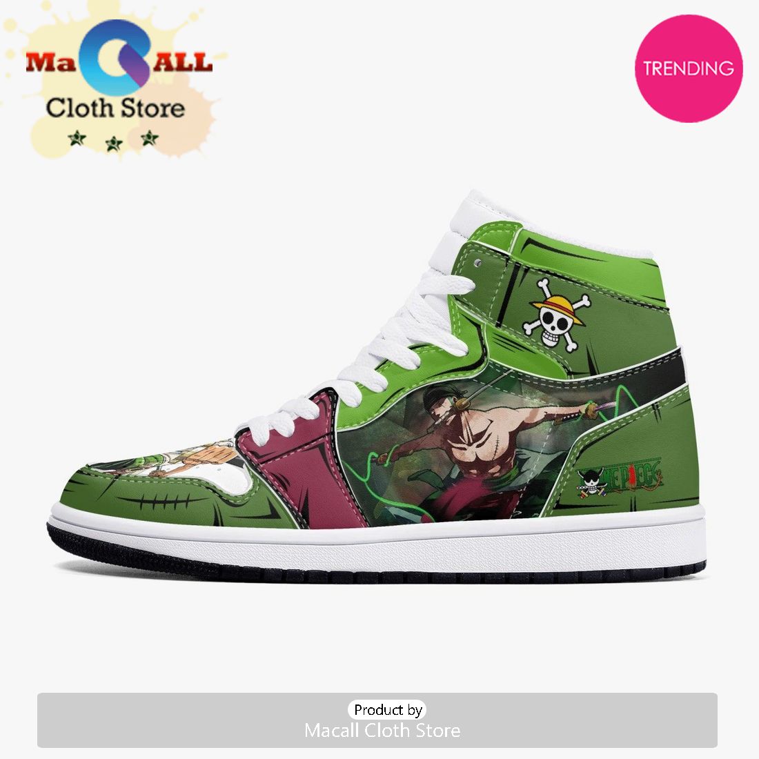 One Piece Roronoa Zoro Santoryu Three Swords AJ1 High Top Shoes